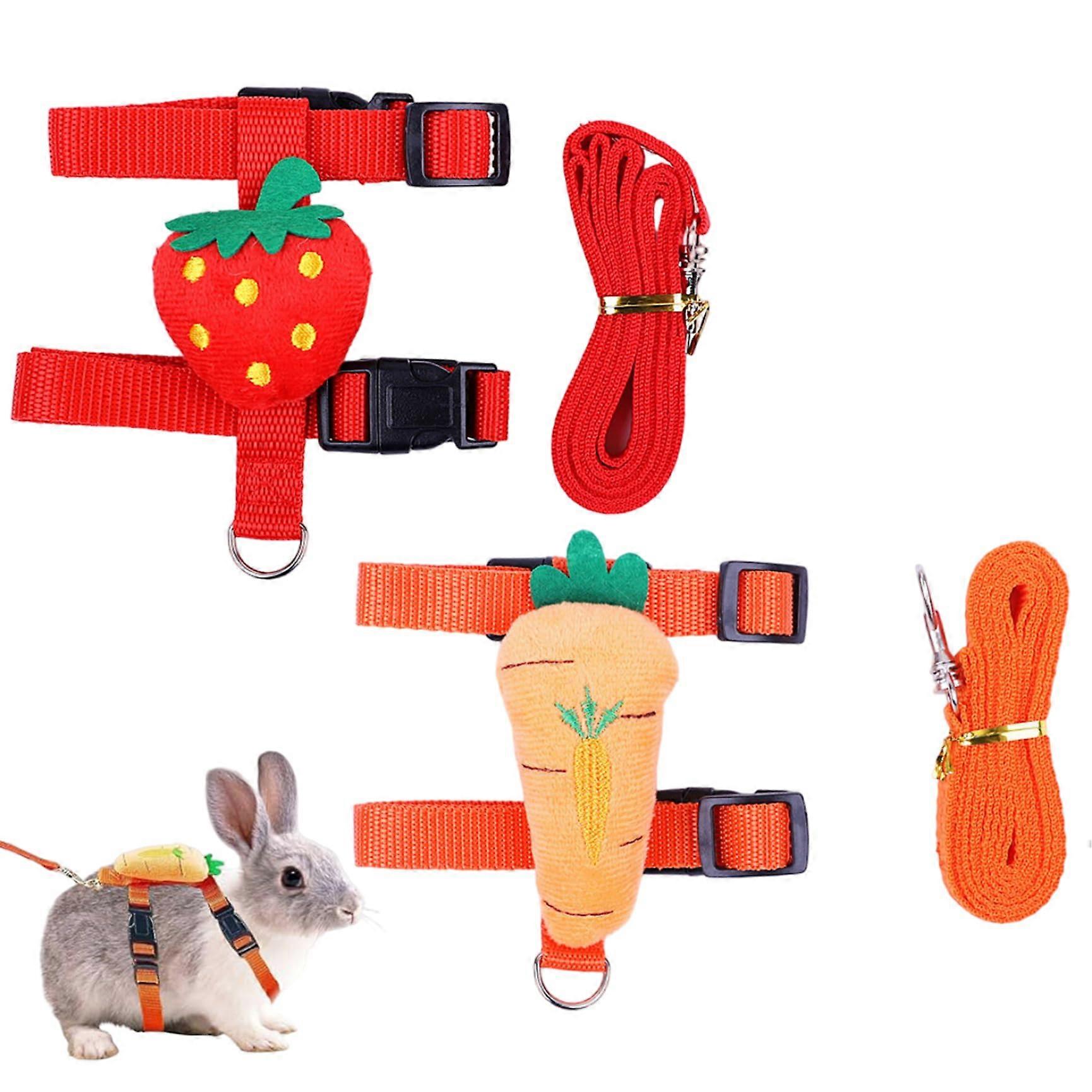 2Pcs Adjustable Bunny Rabbit Harness And Leash Set Small Pet Vest Harness, Compatible With Rabbits Ferrets Guinea Pigs