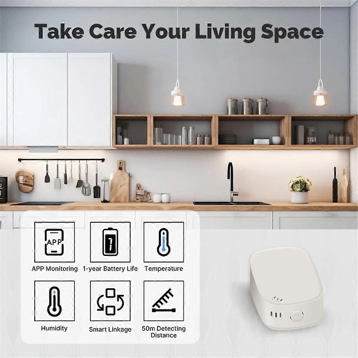 Tuya Zigbee Smart Temperature Humidity Sensor Indoor Hygrometer APP Monitoring Works for Alexa Home