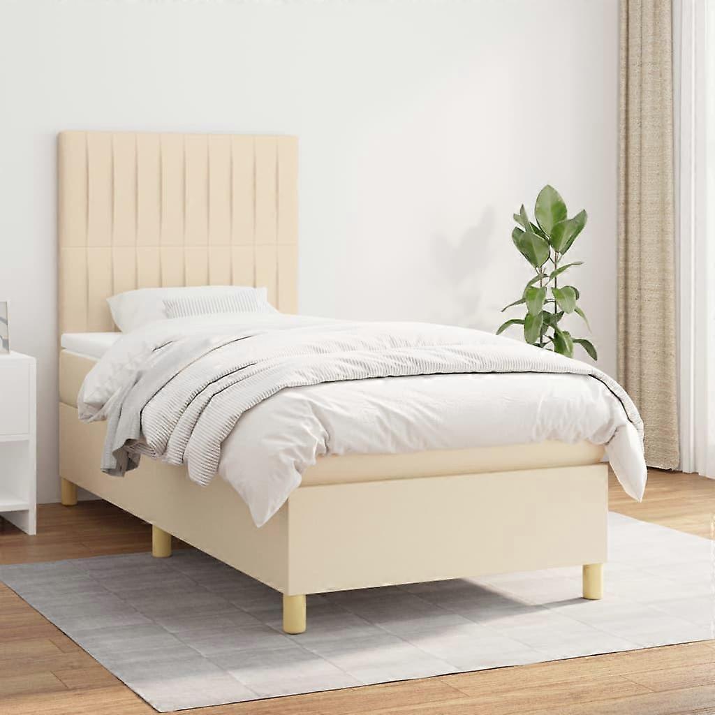 Boxspringbett mit Matratze Creme 90x190 cm Stoff