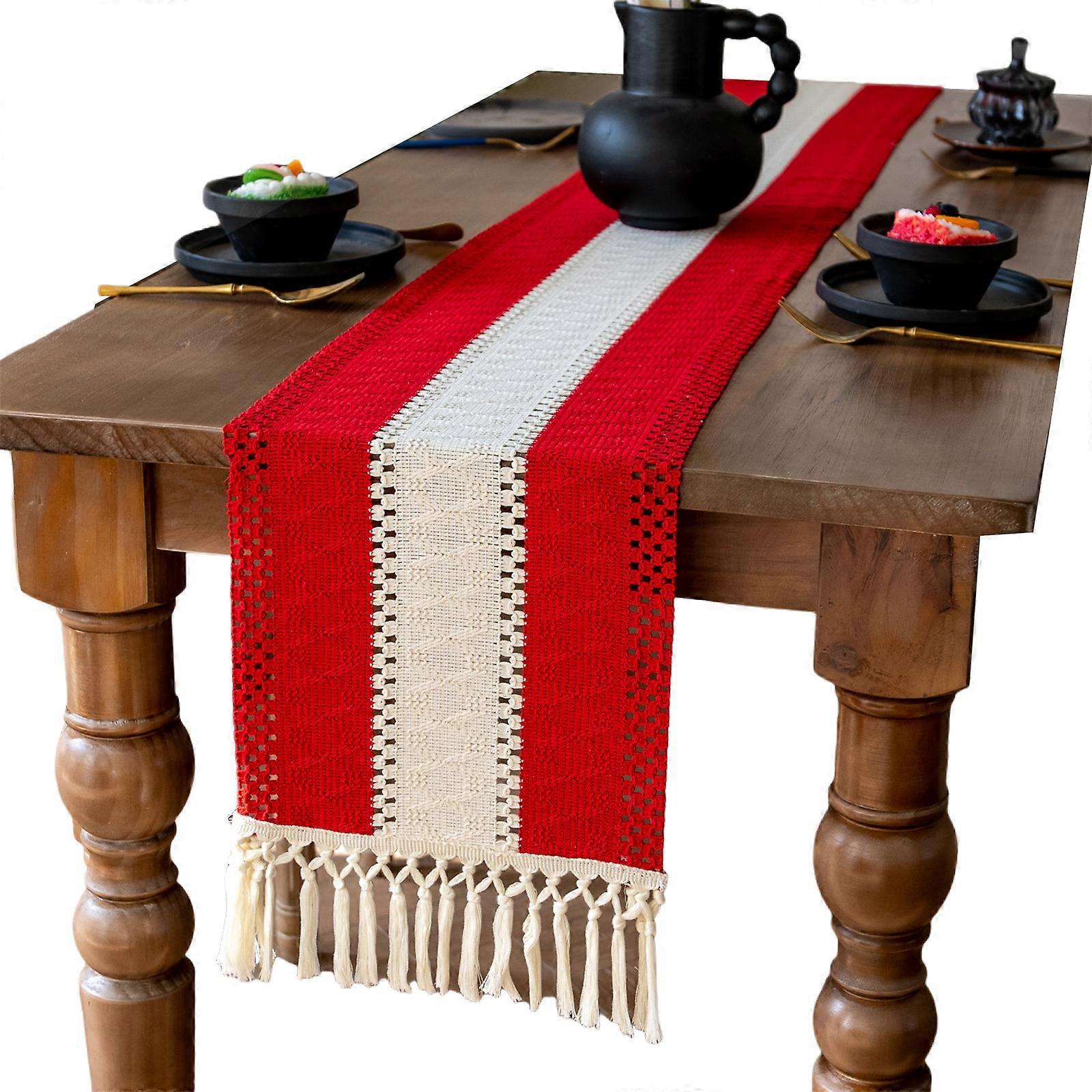 Festival Table Runner Soft Touches Polyester Materials Multiple Patterns Holiday Decoration  30*160cm Red