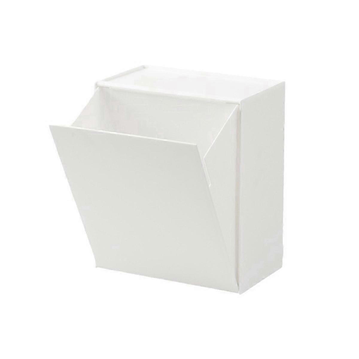 Square Wall-Mounted Storage Box with Semi-Flip Paper Towel & Garbage Bag Holder Multifunctional Shelf for Bathrooms