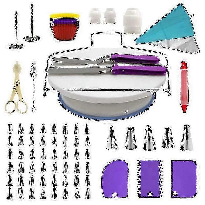 106-Piece Multi-Function Cake Decorating Set with Turntable and Fondant Tools for DIY Baking