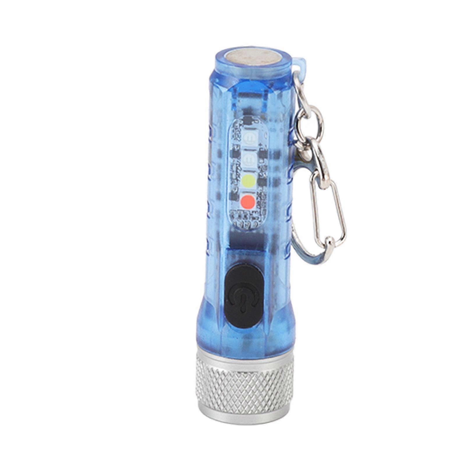 Long-Range Keychain Flashlight, Super Bright LED Flashlight, USB Rechargeable, M300 Mini Outdoor Flashlight, Non-Fluorescent, Blue