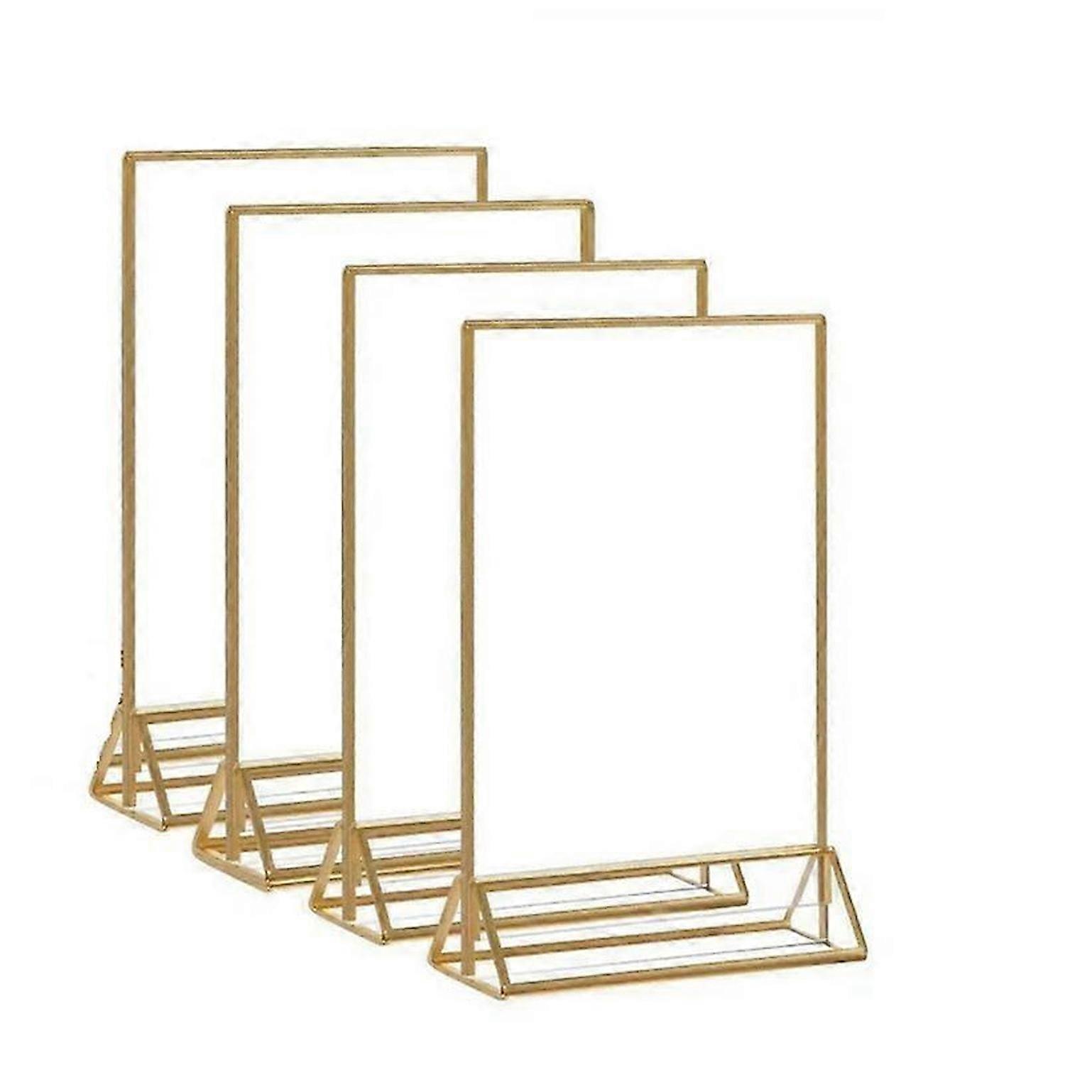 Sign Holder Gold Picture Frame Double Sided Clear Display Stand