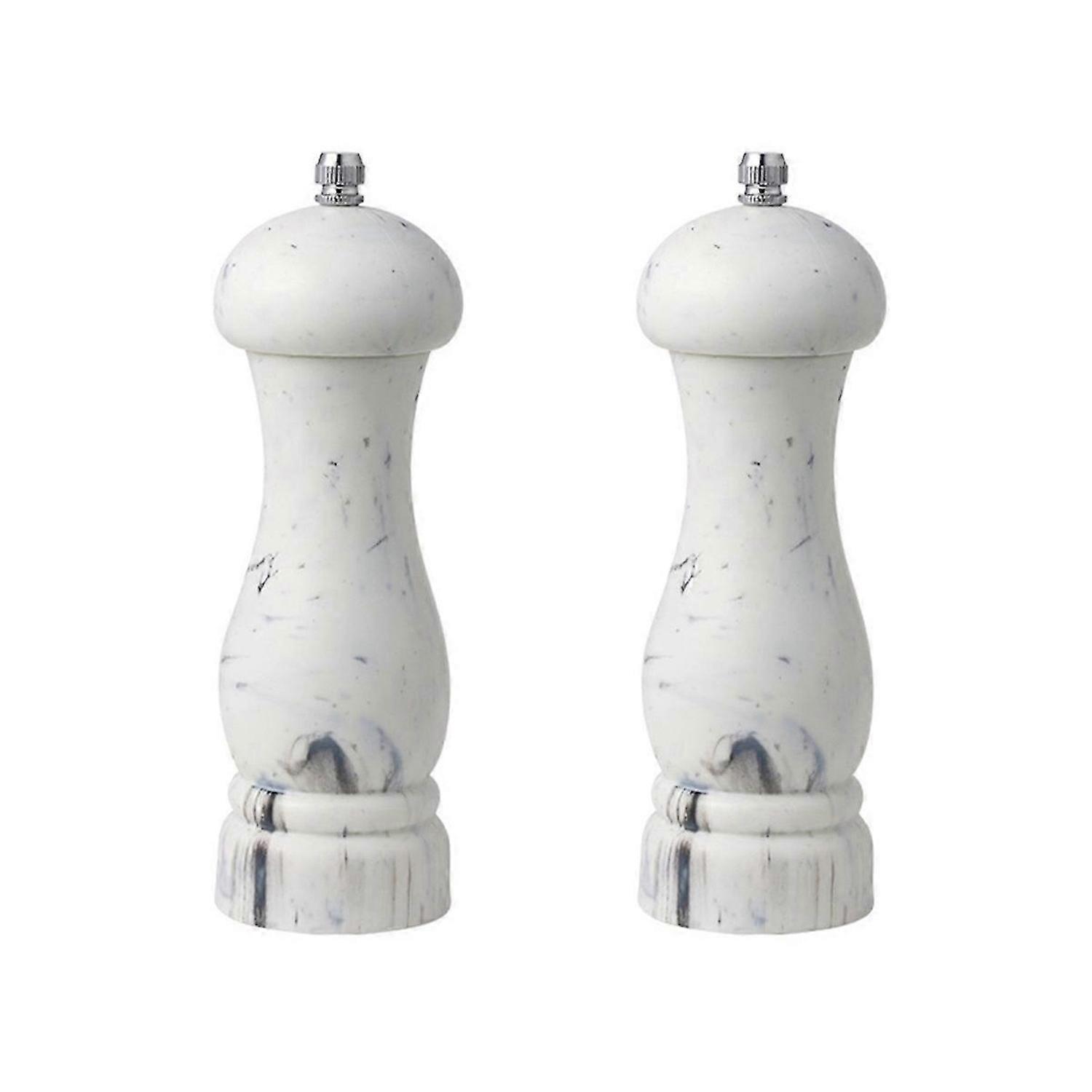 Salt & Pepper Grinder Set, Imitation Marble Refillable Mills, 2Pcs