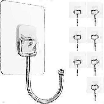 8pack Adhesive Hooks 22ib(max), Waterproof And Rustproof Wall Hooks