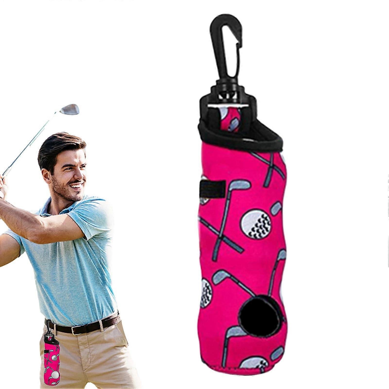 Golf Tee Pouch, 3Tee Capacity, WaterResistant Golf Ball Organizer With Keychains, Pink, Accessories For Men Women