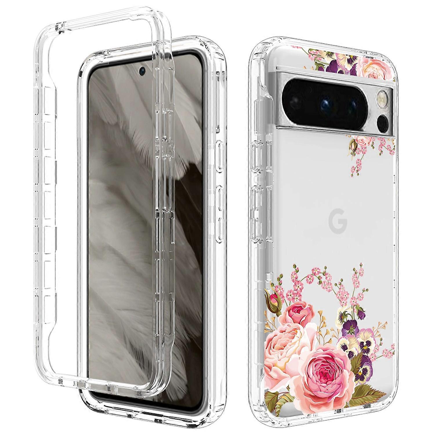 Pattern Printing Phone Case for Google Pixel 8 Pro,PC Frame+TPU Anti-drop Clear Phone Cover