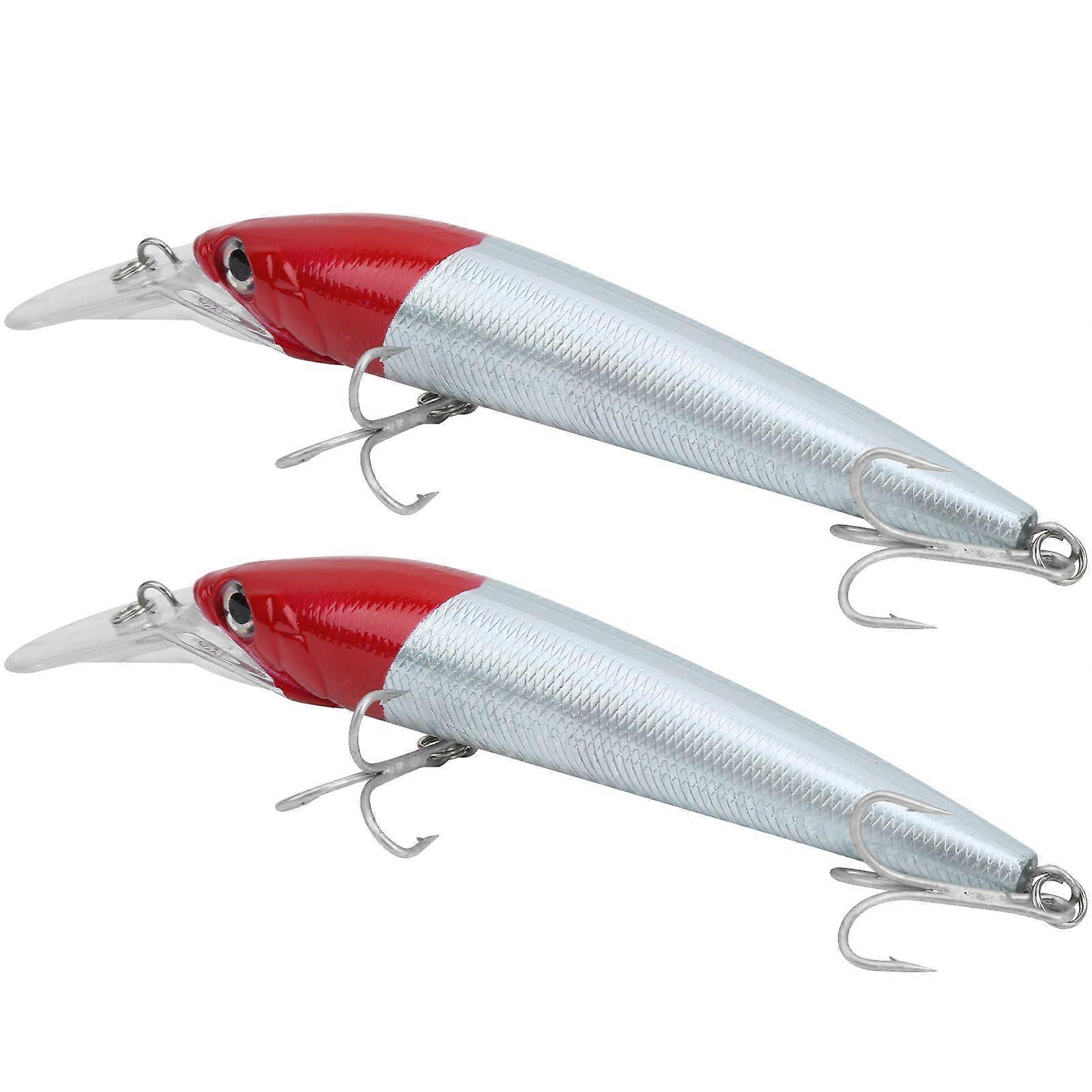 2Pcs Plastic Artificial Simulation Deep Diving Minnow Lure Bait Fishing Accessory