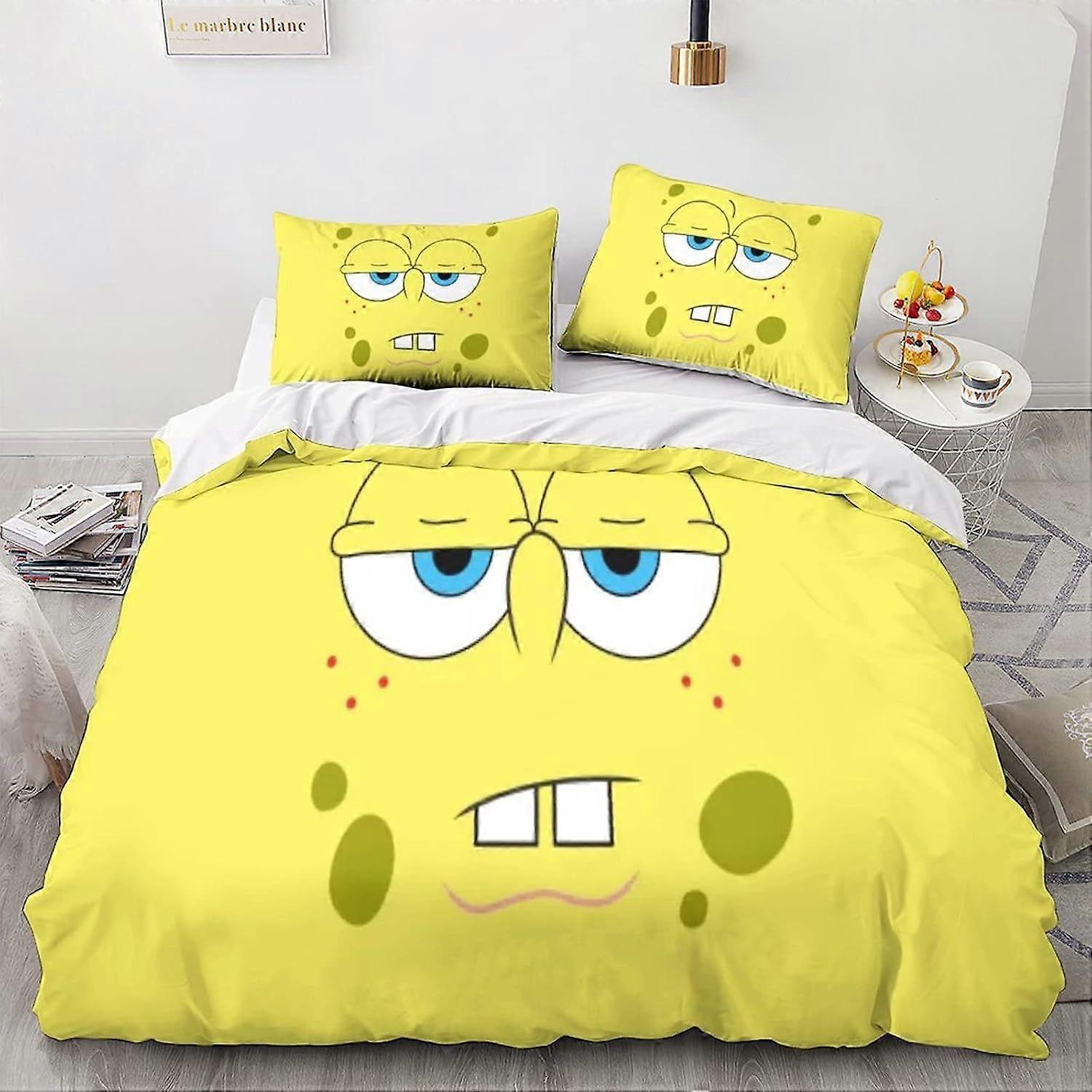 PIN67 SpongeBob SquarePants Duvet Cover Microfiber Bedding Set, 3D Print Duvet Quilt Cover&Pillowcase, With Zipper Closure, Soft Comforter Cover for M