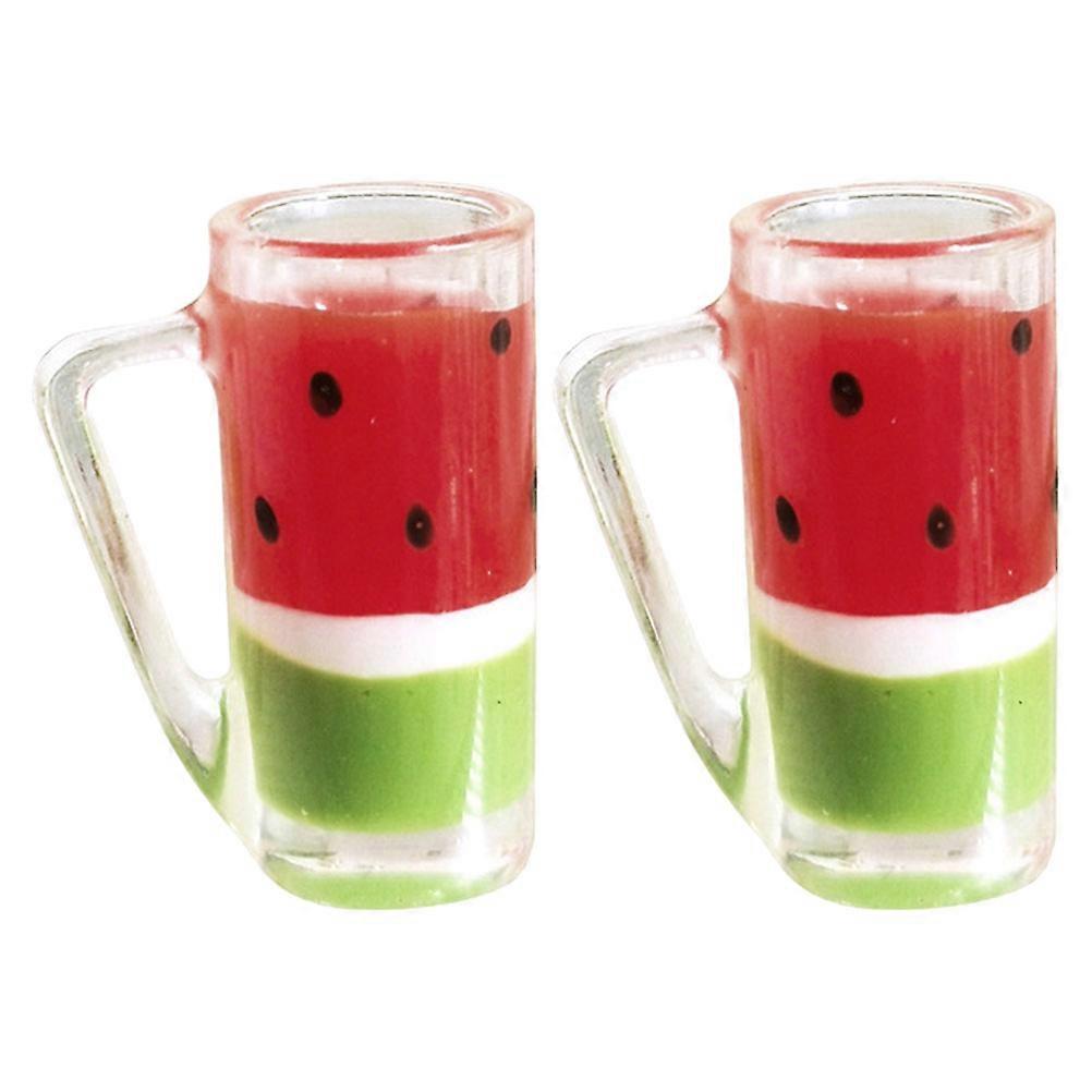 Miniature Dollhouse Beverage Model for Decor 2Pcs Watermelon Juice Drinks
