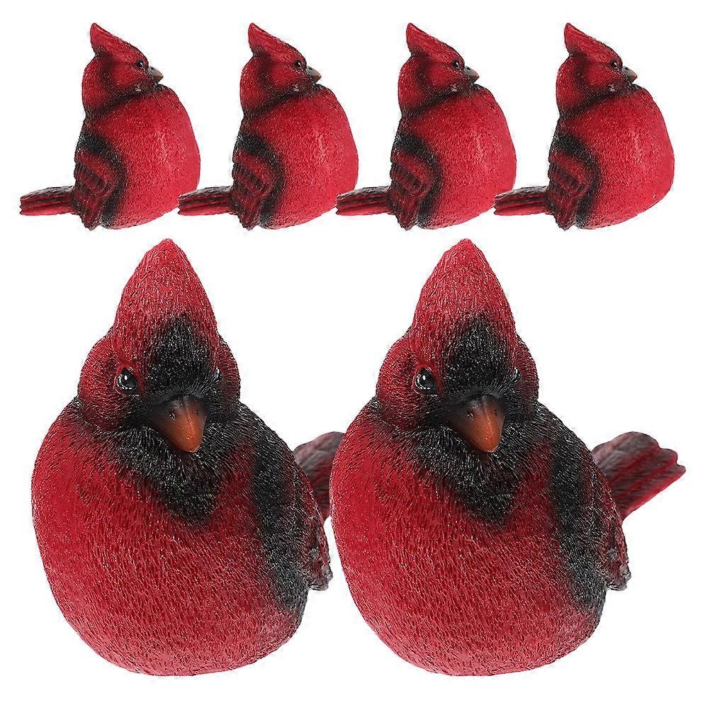 24Pcs Resin Bird Model Decor for Decoration Realistic Red Bird Statues