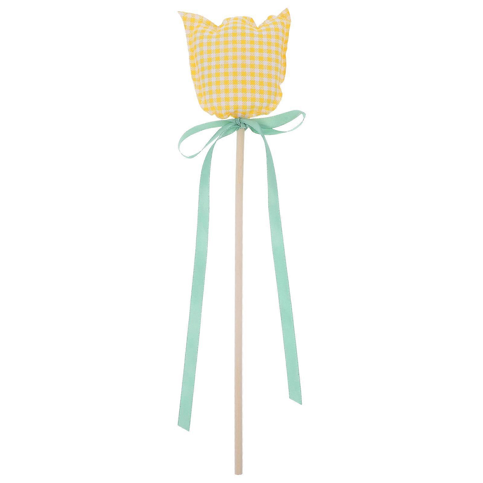 Fabric Fake Tulip for Decoration 4Pcs Artificial Flowers with Wooden Stems