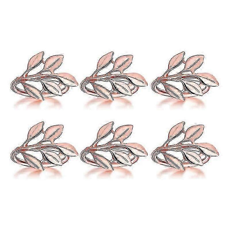 6 Pcs Napkin Ring,Leaf Napkin Set,Napkin Ring Napkin Holder Decoration,Suitable for Christmas,Holiday, Dinner Decoration