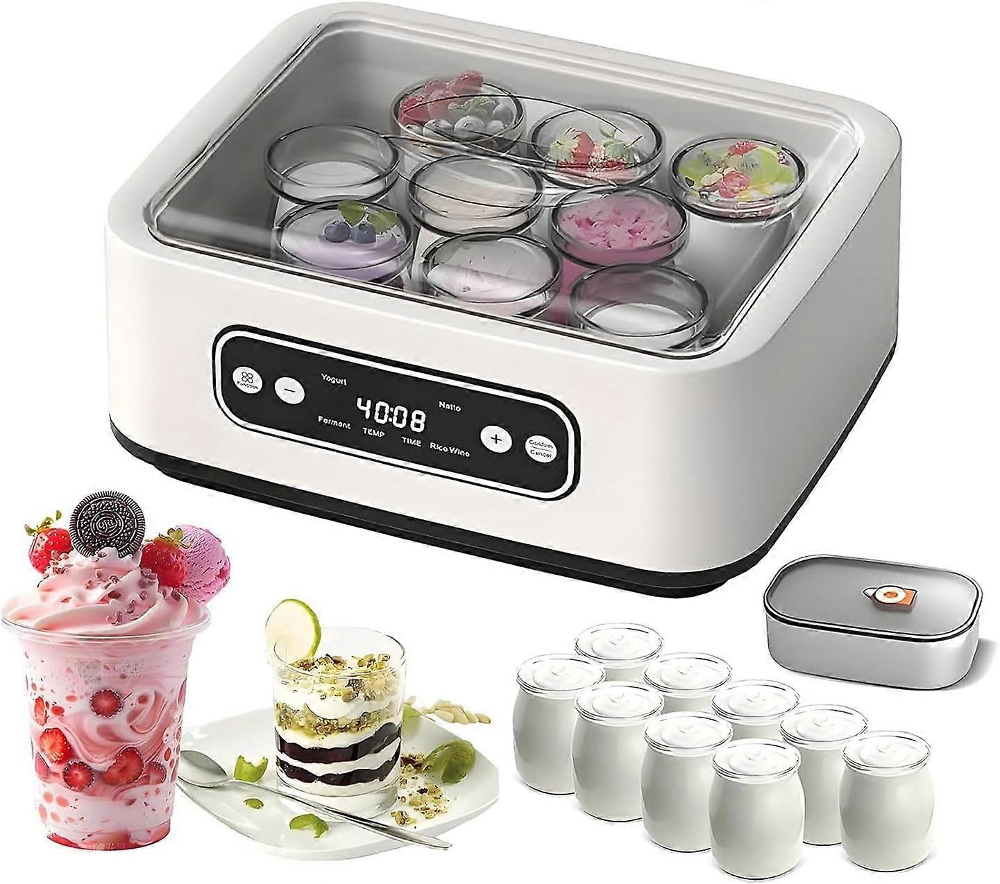 Automatic Yogurt Maker Machine With 9 Glass Cups Temperature Control 36 Hour Timer For Homemade Probiotic Yogurt