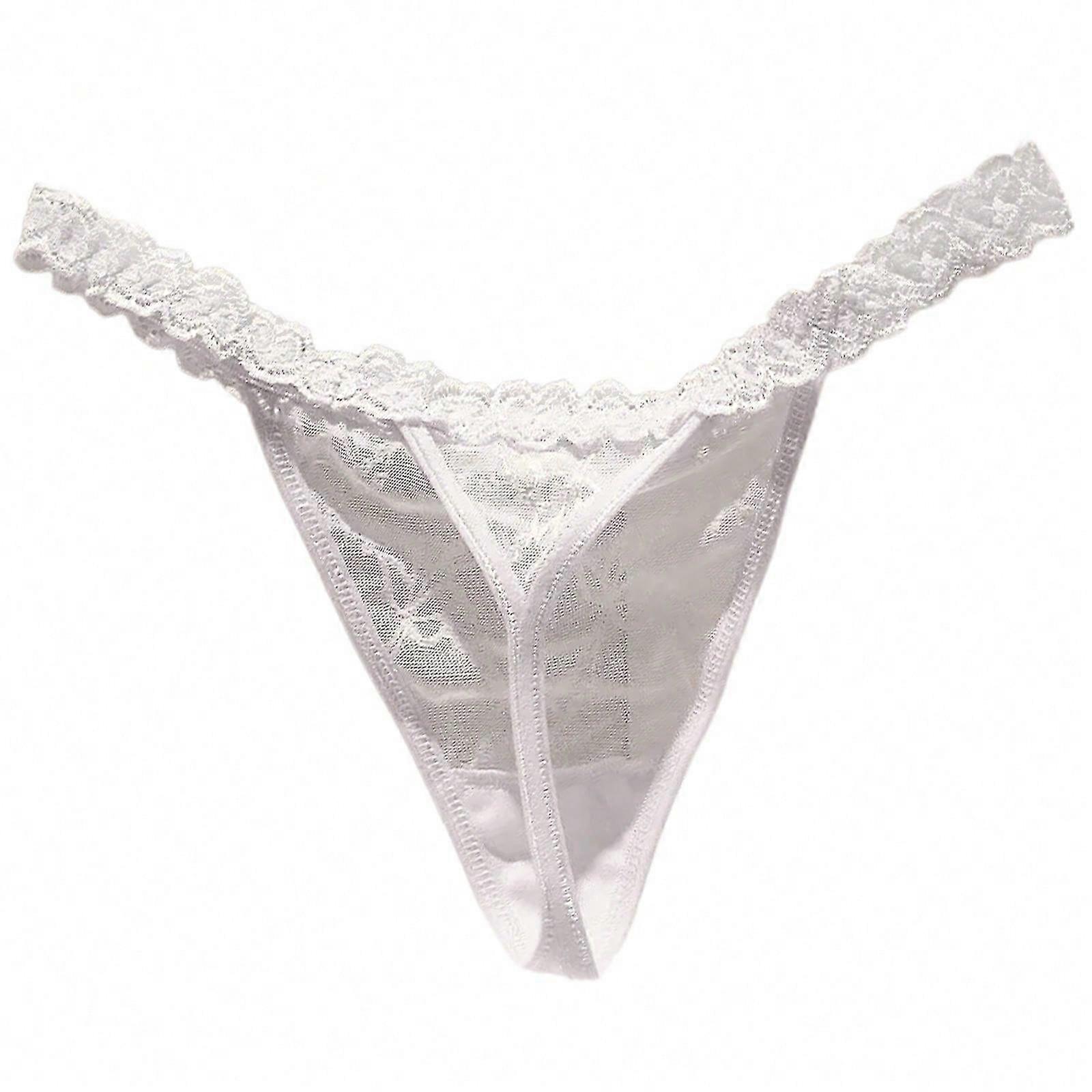 Női G-String tangák T-hátú Virágos Csipke Bikini bugyi Alacsony derekú tangák Légáteresztő Pimasz Fehérnemű Bugyi Fehérnemű Fehér XL