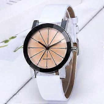 Relógio de pulso casual com pulseira de couro para homens e mulheres - Relógio de moda com movimento de quartzo
