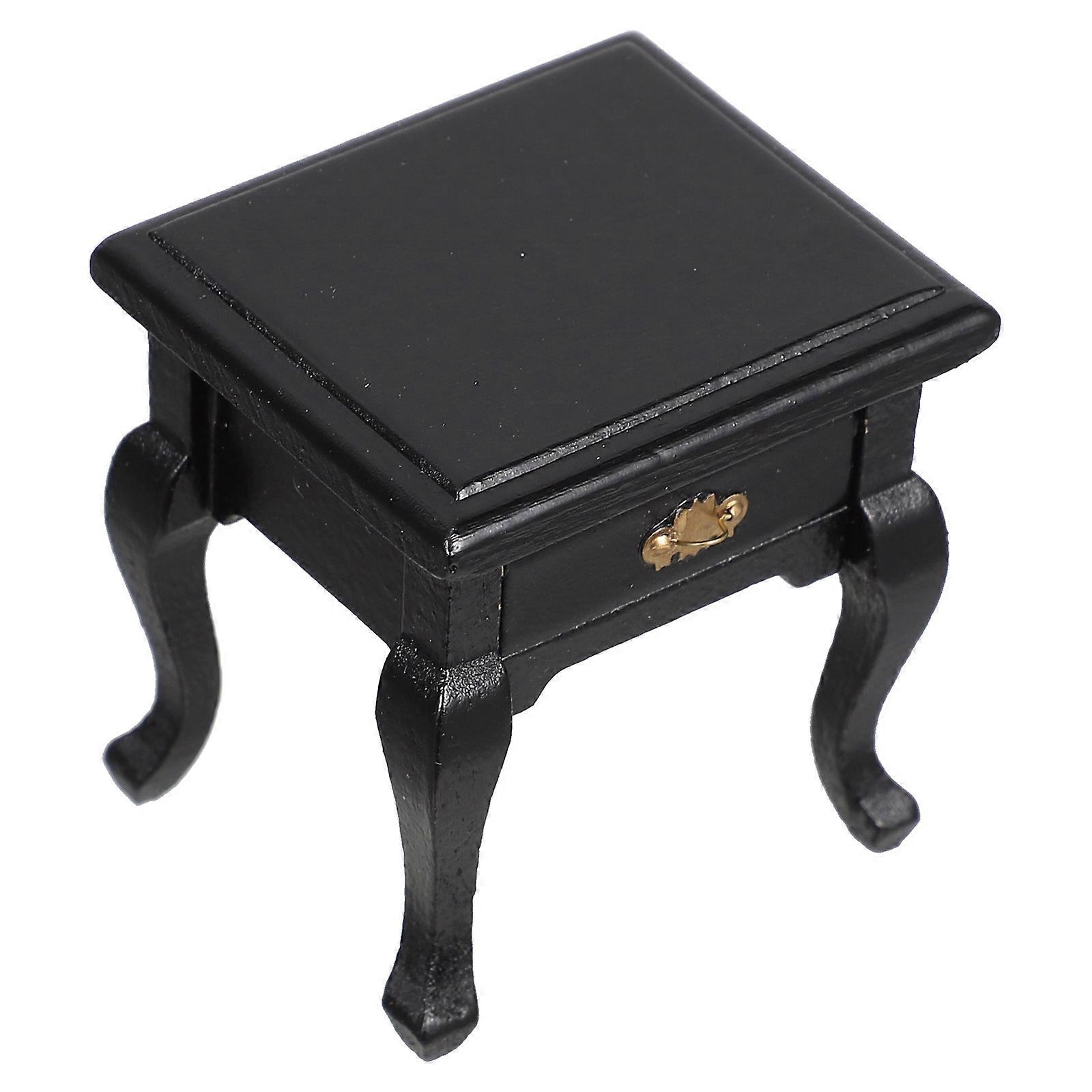 Miniature Wooden Dollhouse Bedside Table with Functional Drawer 2Pcs
