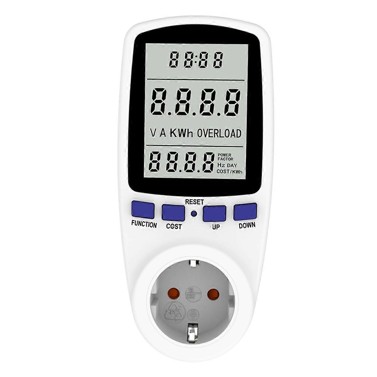 220V Digital LCD Power Meter Wattmeter Socket Wattage Kwh EU Plug