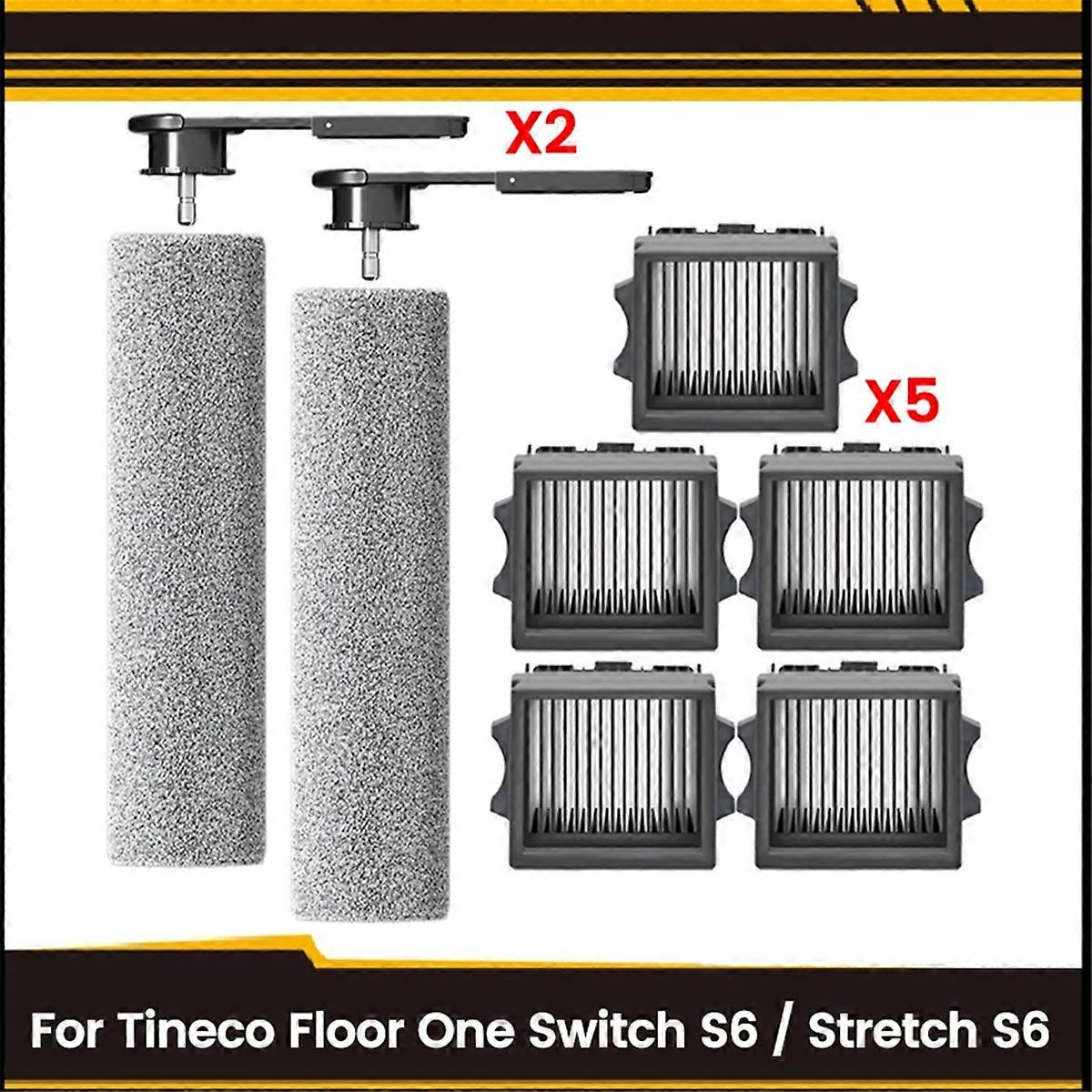 7PCS HEPA Filters Brush Rollers for Floor One S6 Parts