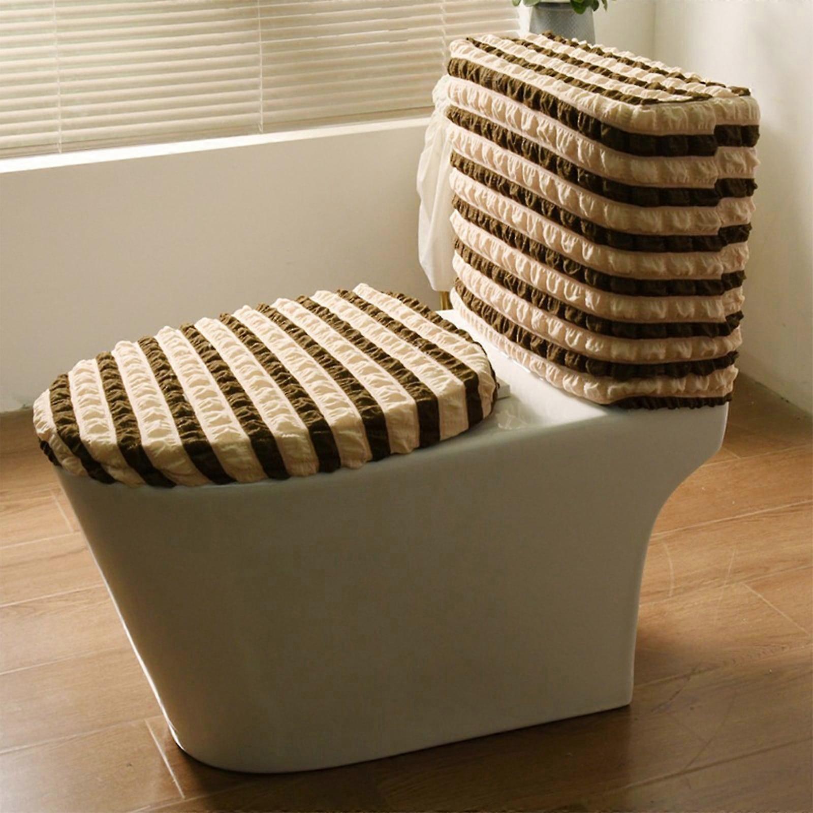 RFUGUG 2-Piece Toilet Seat Cover Set - Soft, Comfortable, Easy Install & Wash, Fits Most Standard Toilets, Durable Fabric with Elastic Edges