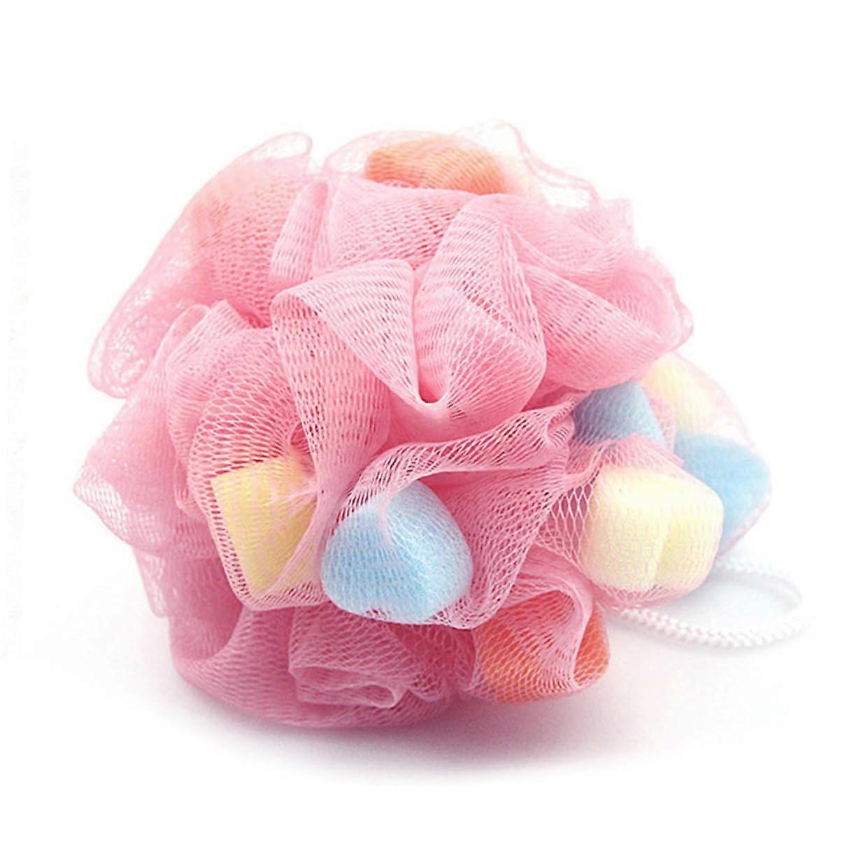 Heart-Shaped Bath Sponges 4pcs Set for Adults and Kids Soft PE Mesh Shower Balls Easy to Clean and Durable