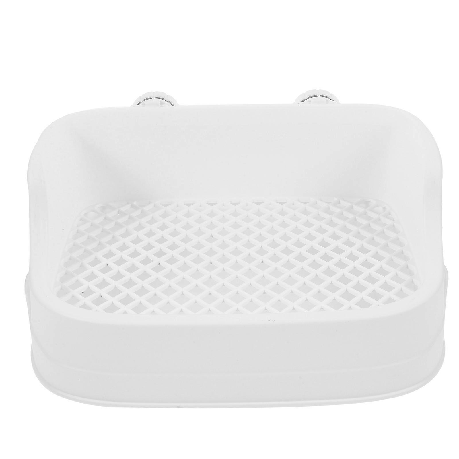 Bunny Litter Pan Rectangle Rabbit Litter Box For Small Pets White Plastic Training Aid 1Set