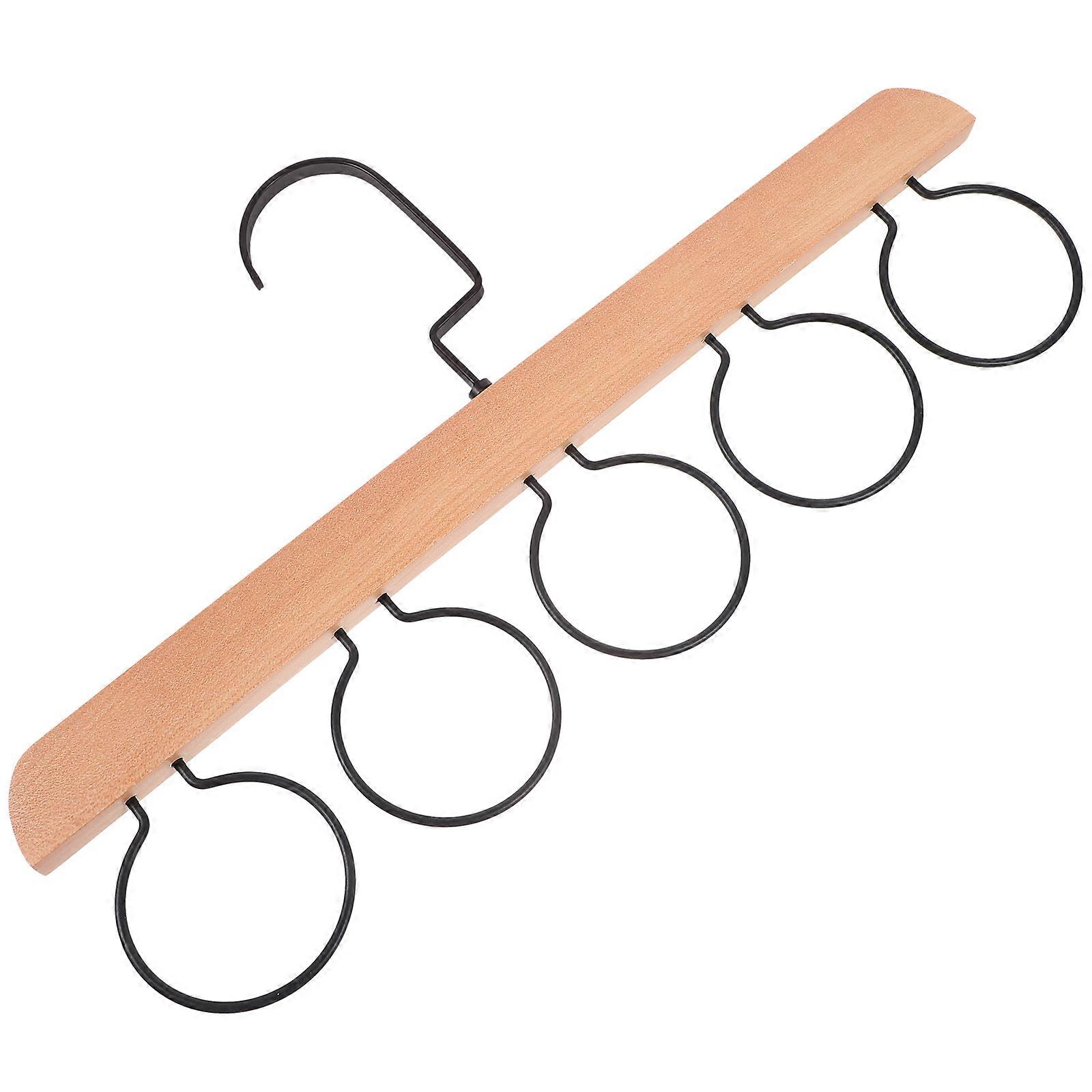 Multifunctional Necktie Hanger Wooden Scarf Organizer with 5 Loops 4Pcs Set