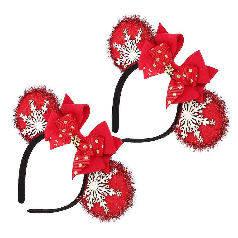 Snowflake Bow Christmas Ornament Headband 6 Pcs Festive Design For Adults Family Gathering Holiday Event Red Cloth Accessory