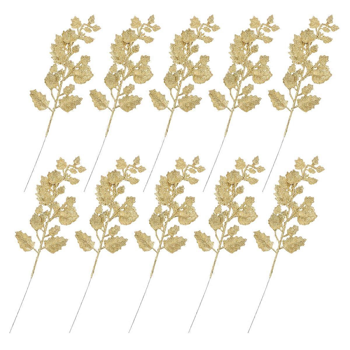 Artificial Glitter Leaf Decor 40 Pcs Christmas Decoration Suitable For Home Tea Party Events And Crafting With Shiny PE Material