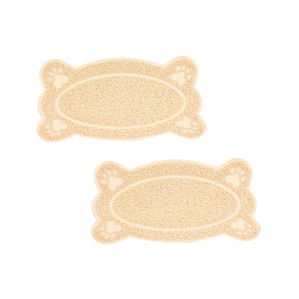 Waterproof Cat Litter Box Mat for Cat Use 4Pcs Non-Slip Bone Shape Beige