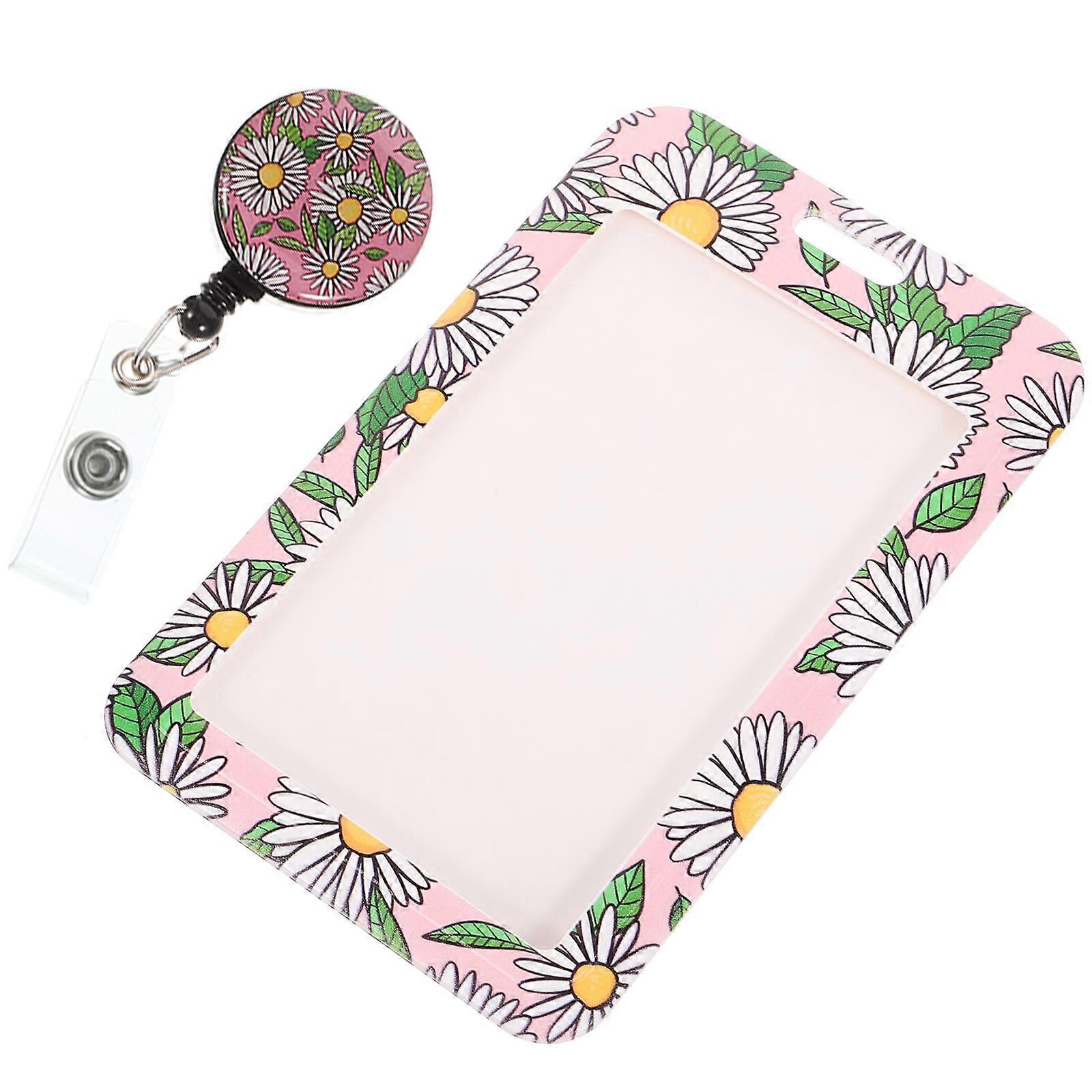 Hard Plastic Badge Holder Card Protector for Student 4Pcs Pink Design