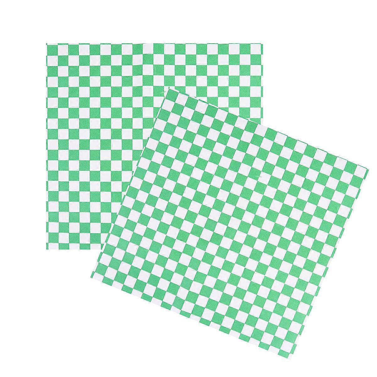 Food Paper Plaid Pattern Wrappers for Baking 100Pcs Green Color