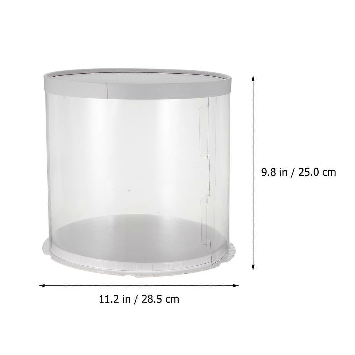Round Cake Packaging Boxes Transparent White Double-Layer Home Baking 26x26x24cm 1Pack