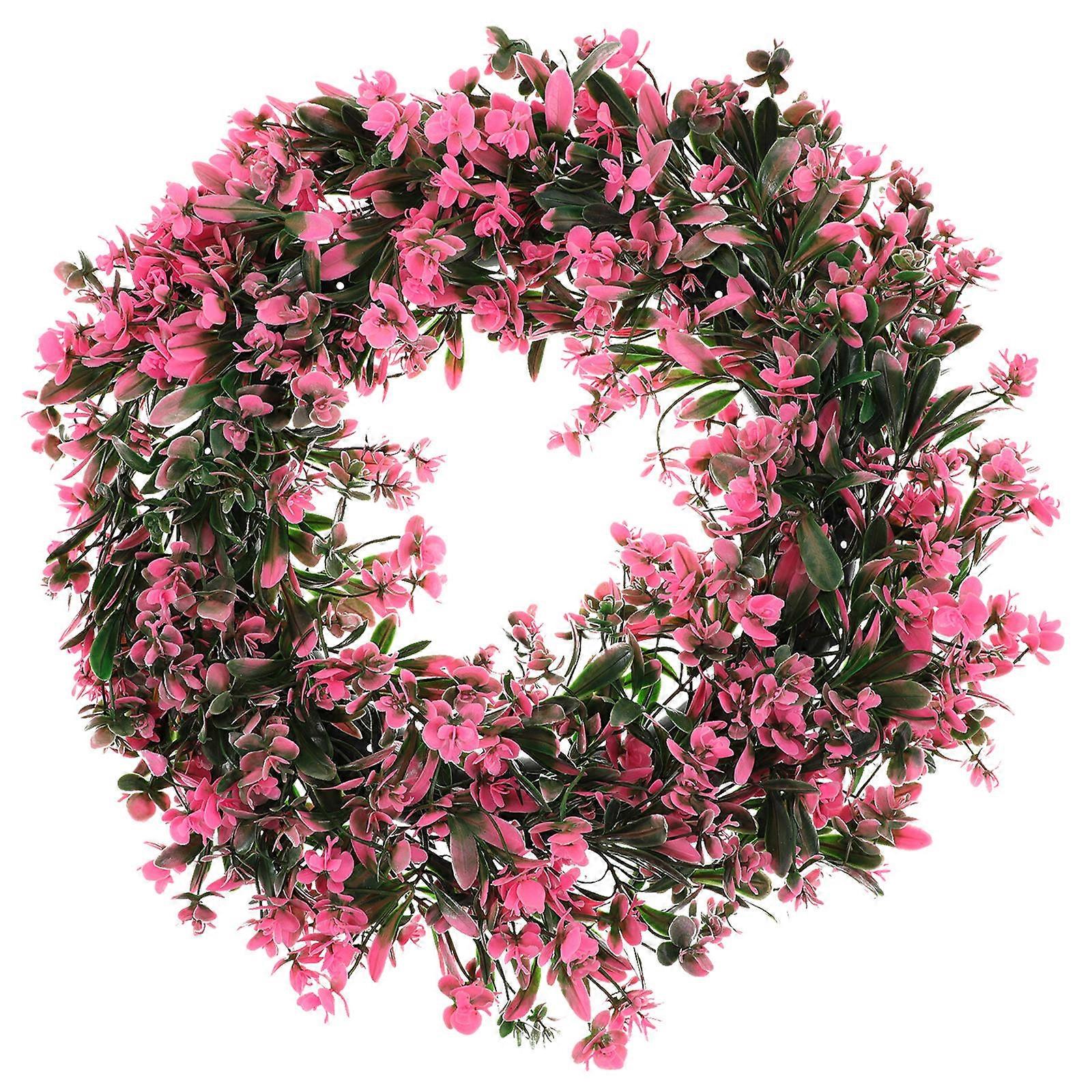 Plastic Artificial Wreath for Front Door Decor Pink 2Pcs Hanging