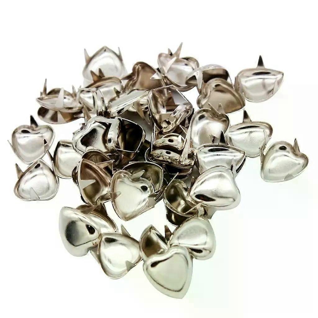 50Pcs DIY Love Heart Metal Rivets Claw Studs Bags Clothes Hats Leather Decor