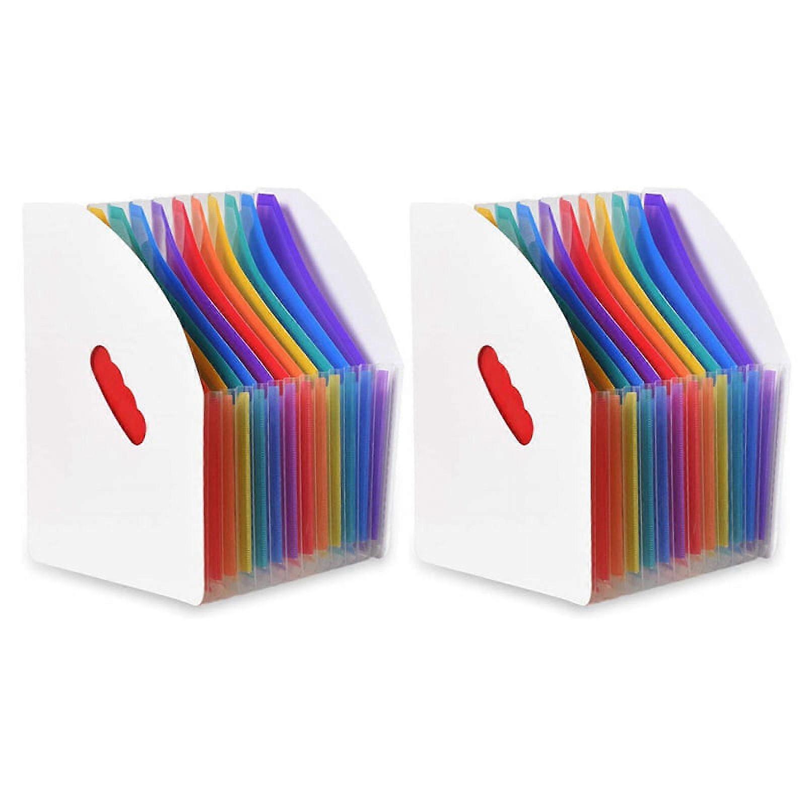 2X Expanding File Holder Folder Standing A4 Vertical File Organizer Magazine Basket Desktop 13 Pockets File Holder