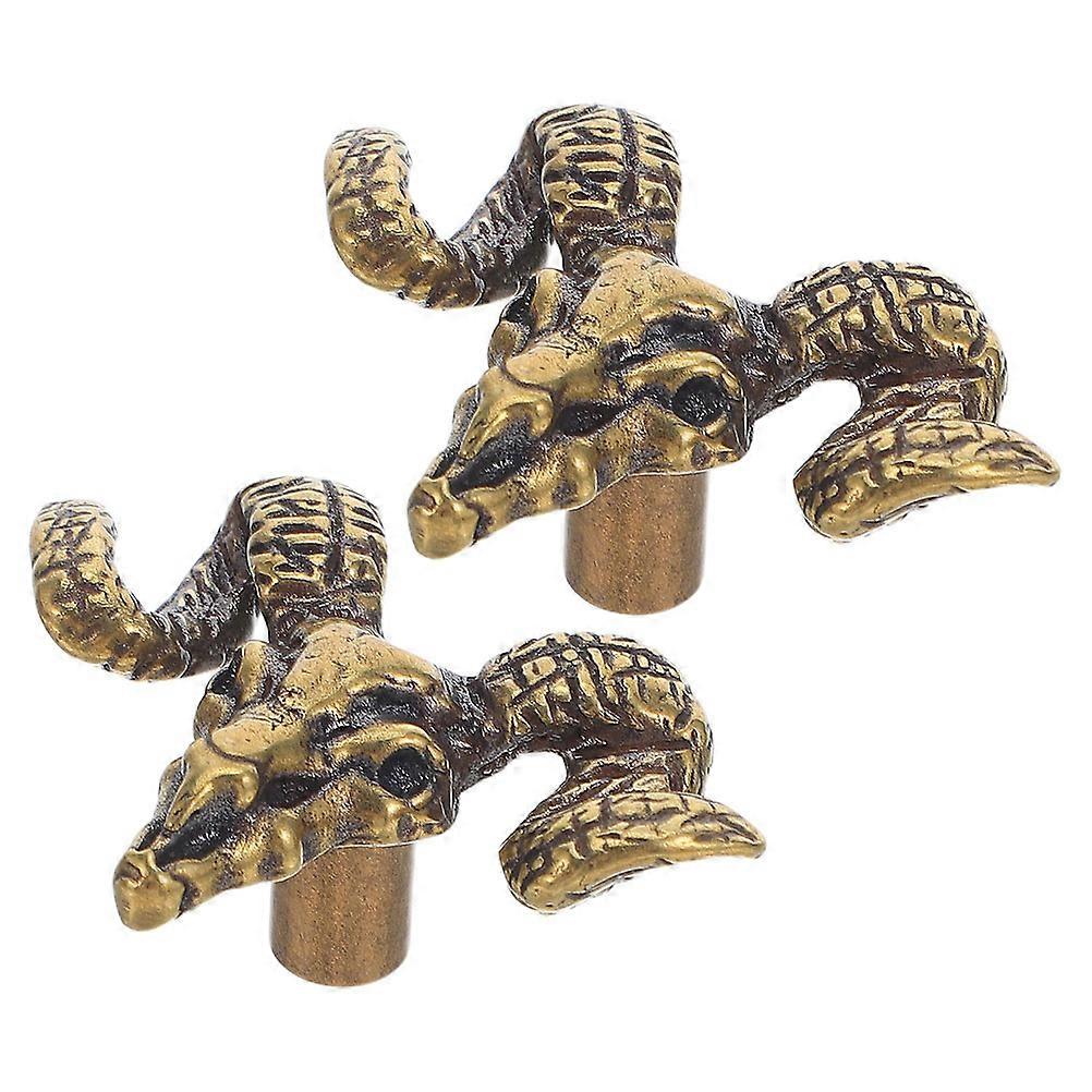 Goat Door Pulls Brass Animal Shape Cabinet Knobs for 6Pcs