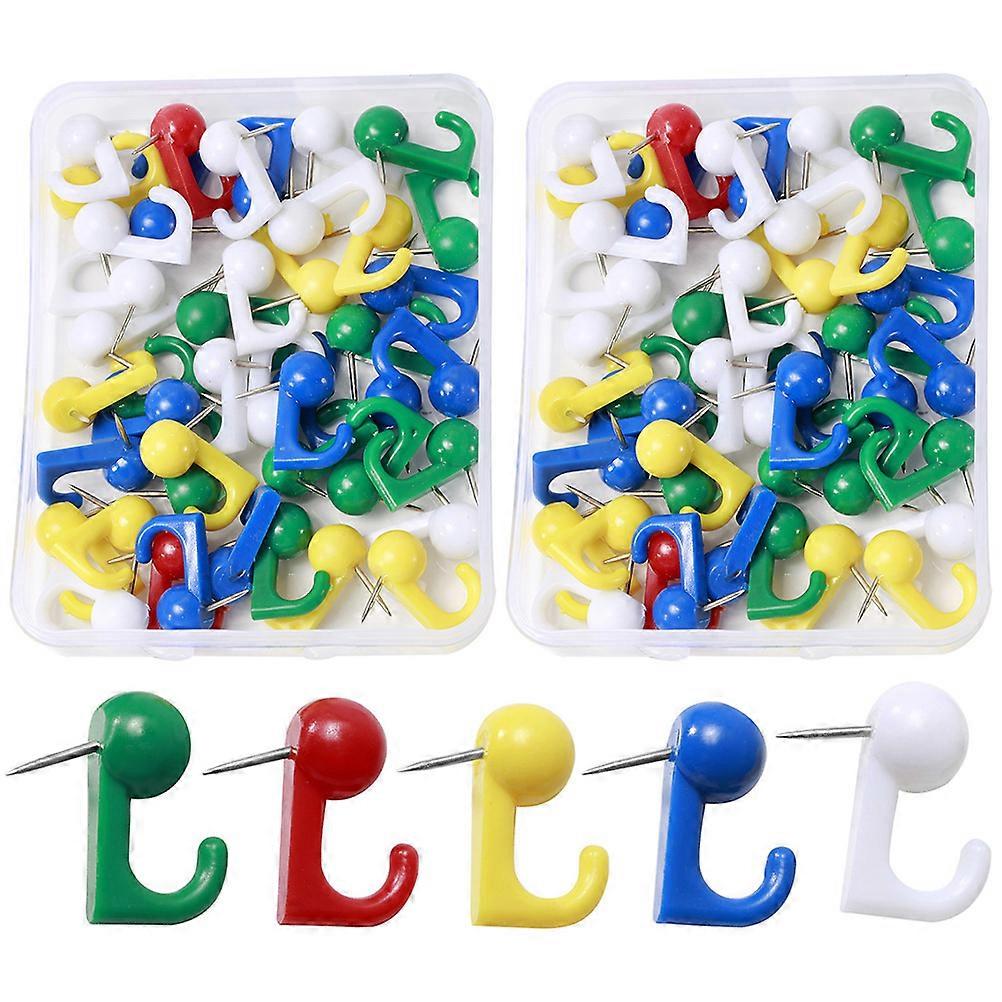 Hook Tacks Thumb Tacks For Wall Photo Fixing Pushpin Home Office Use Mini Pothook Shape Plastic 100 Pieces