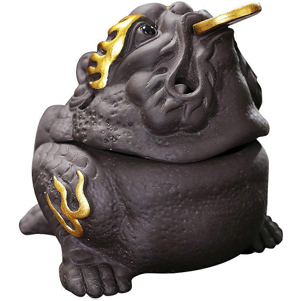 Gold Toad Incense Burner Ceramic Holder for Home Decor