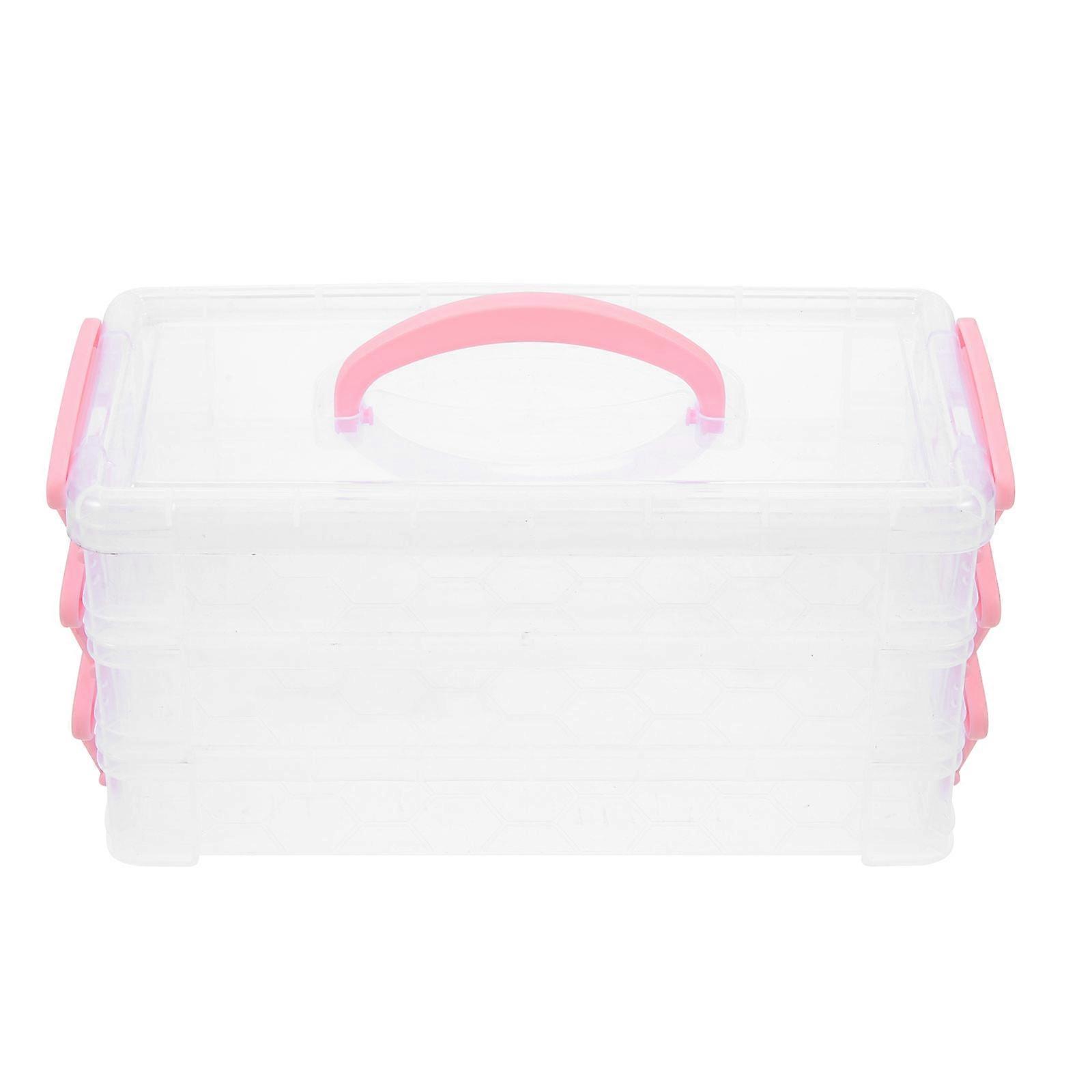 Stackable Pencil Box for Storage Use 2Sets Pink Pencil Container Organizer