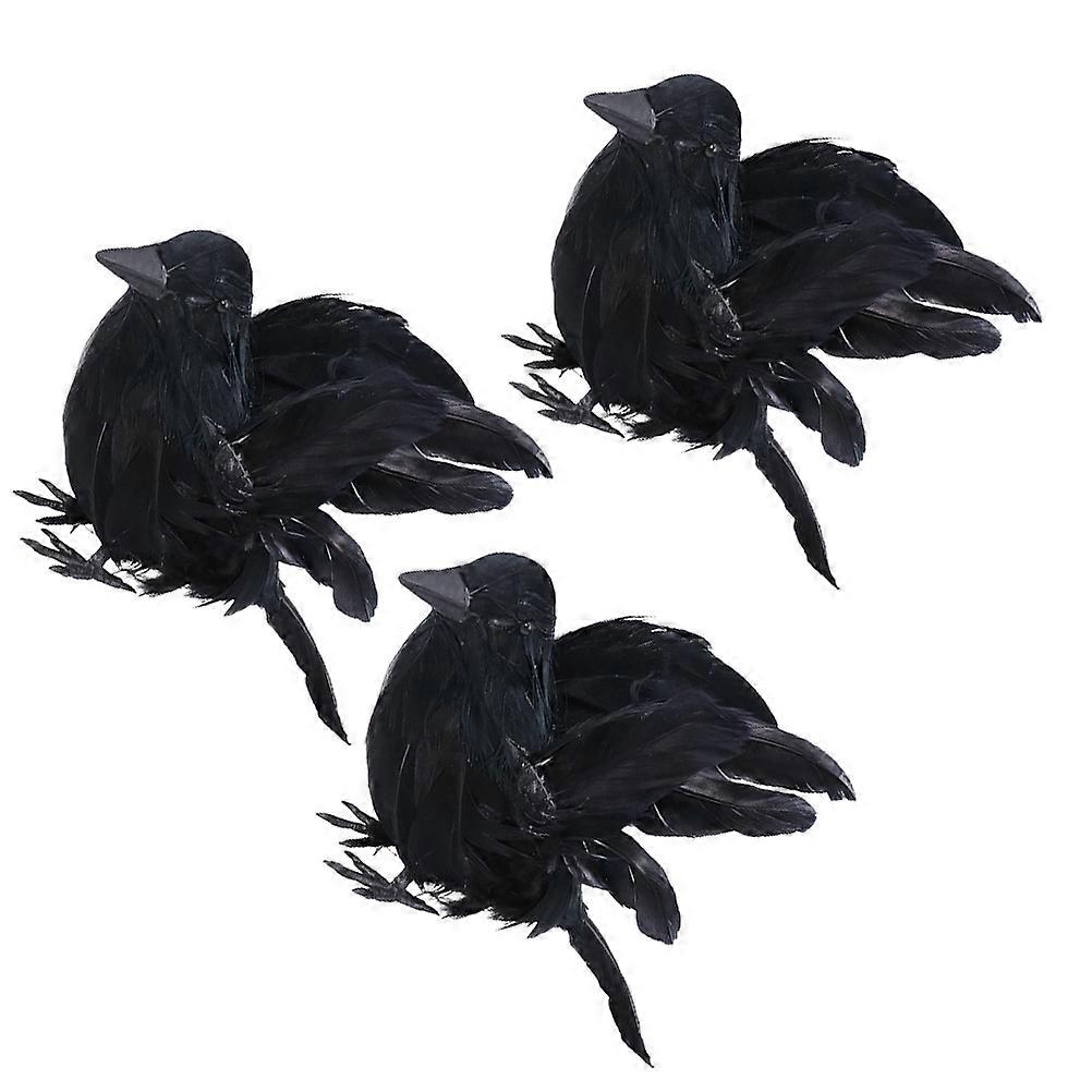 Simulation Crow Ornaments Crow Decorations for Halloween 6Pcs