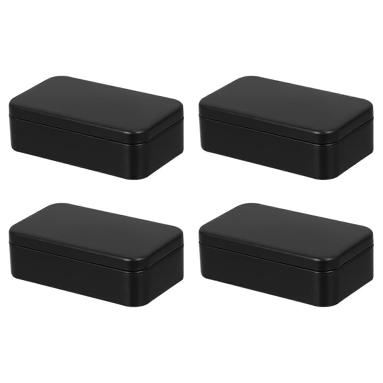 Black Tea Canister Storage Boxes for 8Pcs Practical Square Containers