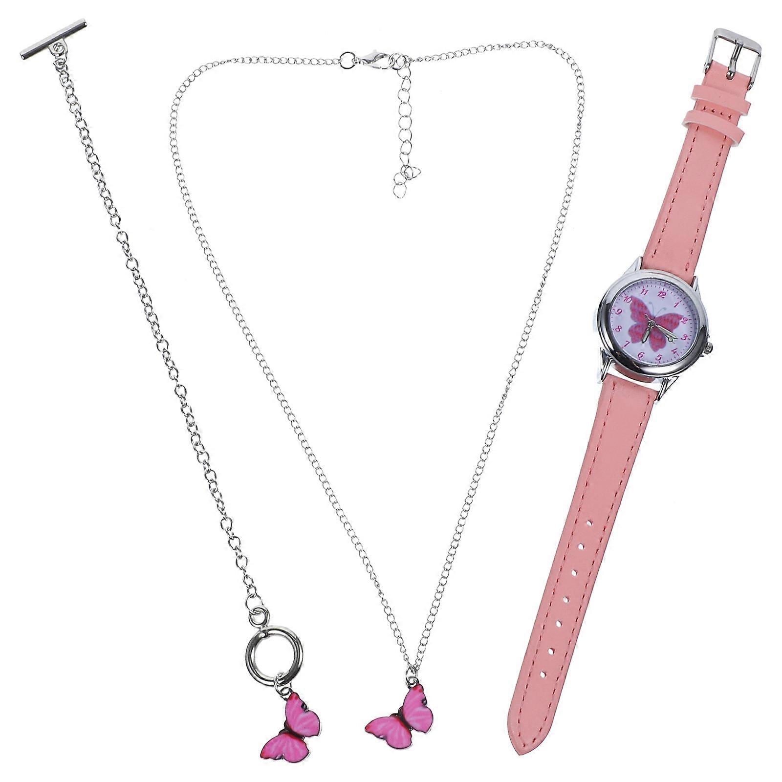 Children Butterflies Watch and Bracelet Set for Watching Time 5Sets Gift
