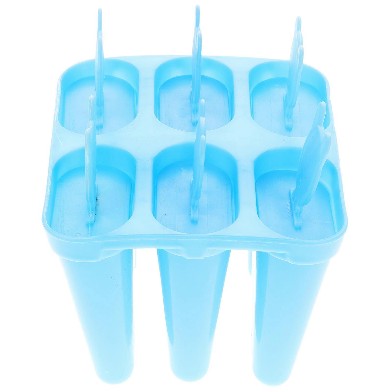 Popsicle Mould Bear Shaped Plastic Ice Maker for Kitchen Use 6 Cavity Light Blue