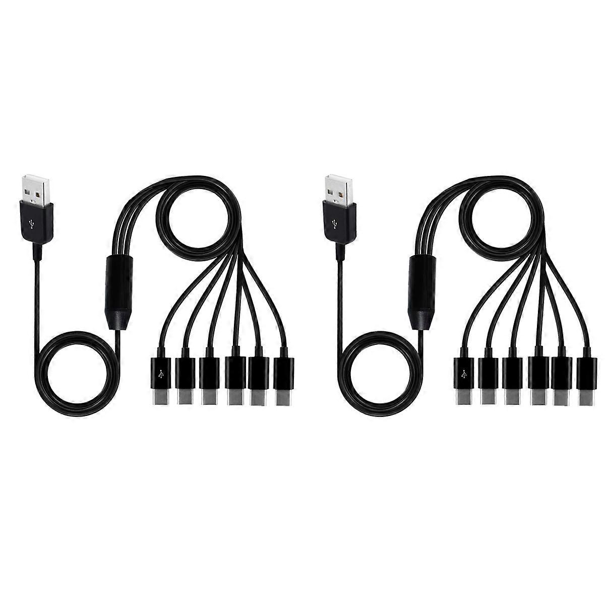 2X 6-in-1 USB Type C Splitter Cable C Data Transmission Charing Cable for Phone Tablet 1.5m