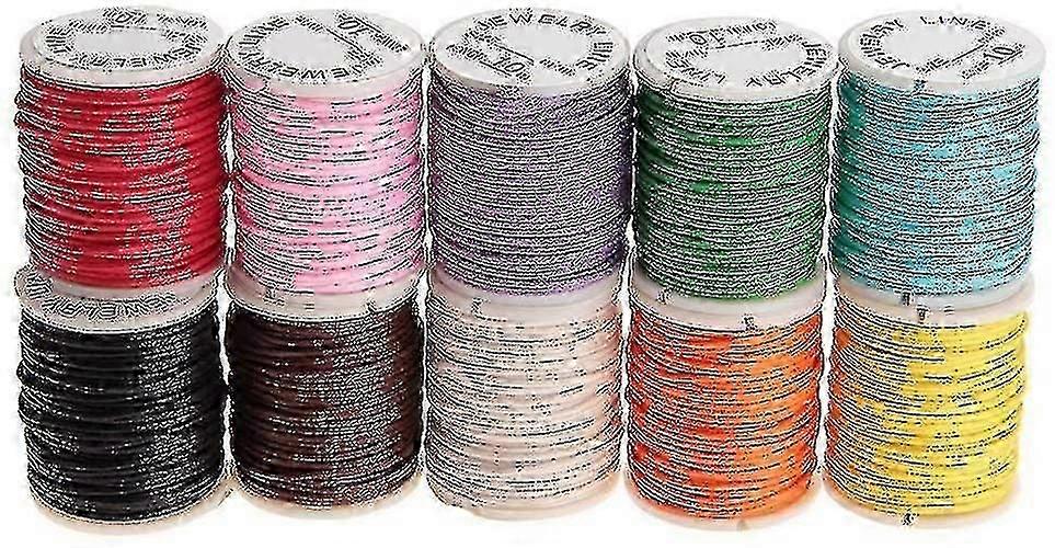 10 Rolls Of Waxed Cotton Cord For Jewellery Making