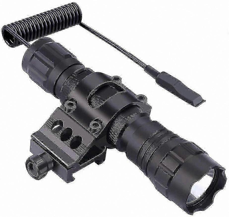 Tactical LED Flashlight with Push Button, Single Mode, 45mm Mount Rail, Side Offset Ring