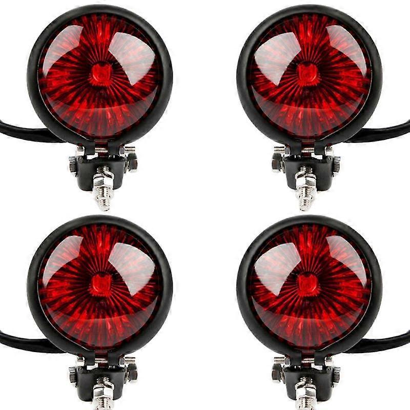 4X Red 12V LED Black Adjustable Cafe Racer Style Stop Tail Light Brake Rear Lamp Tail Light for Chop