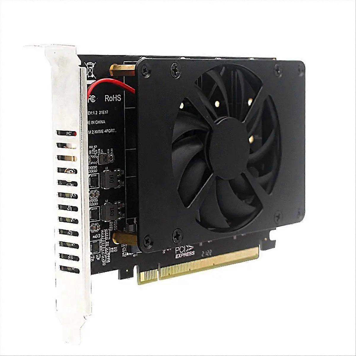 4 Disk PCIe 4.0 X16 Switch to 4 Ports M.2 Adapter Card with Heat Sink NVME PCI-E X16 Splitter Card 4 X 32Gbps